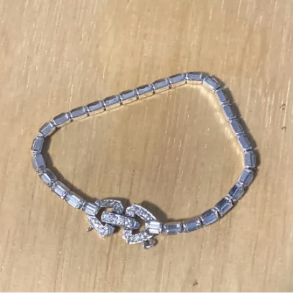 Vintage Mazer Brothers Silver Toned Rhinestone Bracelet